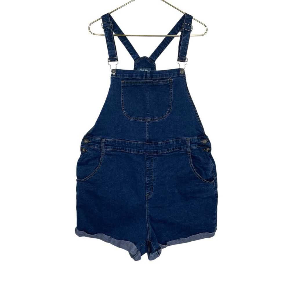 ModCloth Plus Size Dark Wash Denim Overall Shorts